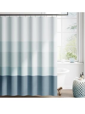 Like New Ombre Blue Shower Curtain Coastal Beachy Cottage Chic 70" x 72"
